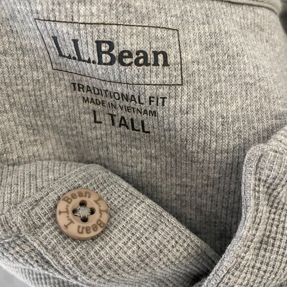 L.L. Bean Thermal Shirt Men's LT Gray Waffle Knit Traditional Fit Henley Neck - Picture 15 of 15